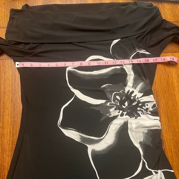 WHBM Black Floral Cowl Neck Dress L - Picture 8 of 9